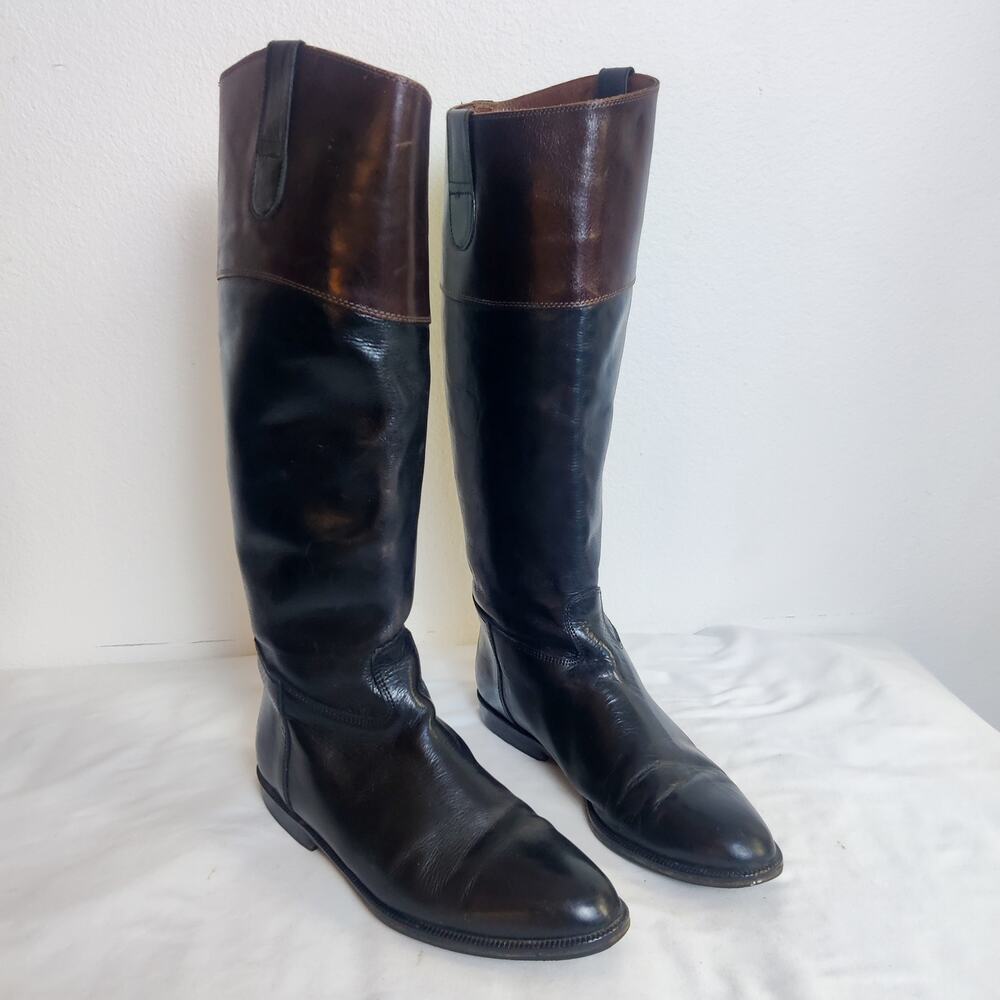 Circa Joan & David Leather Knee High Riding Boots EU 38.5 Handmade in Italy